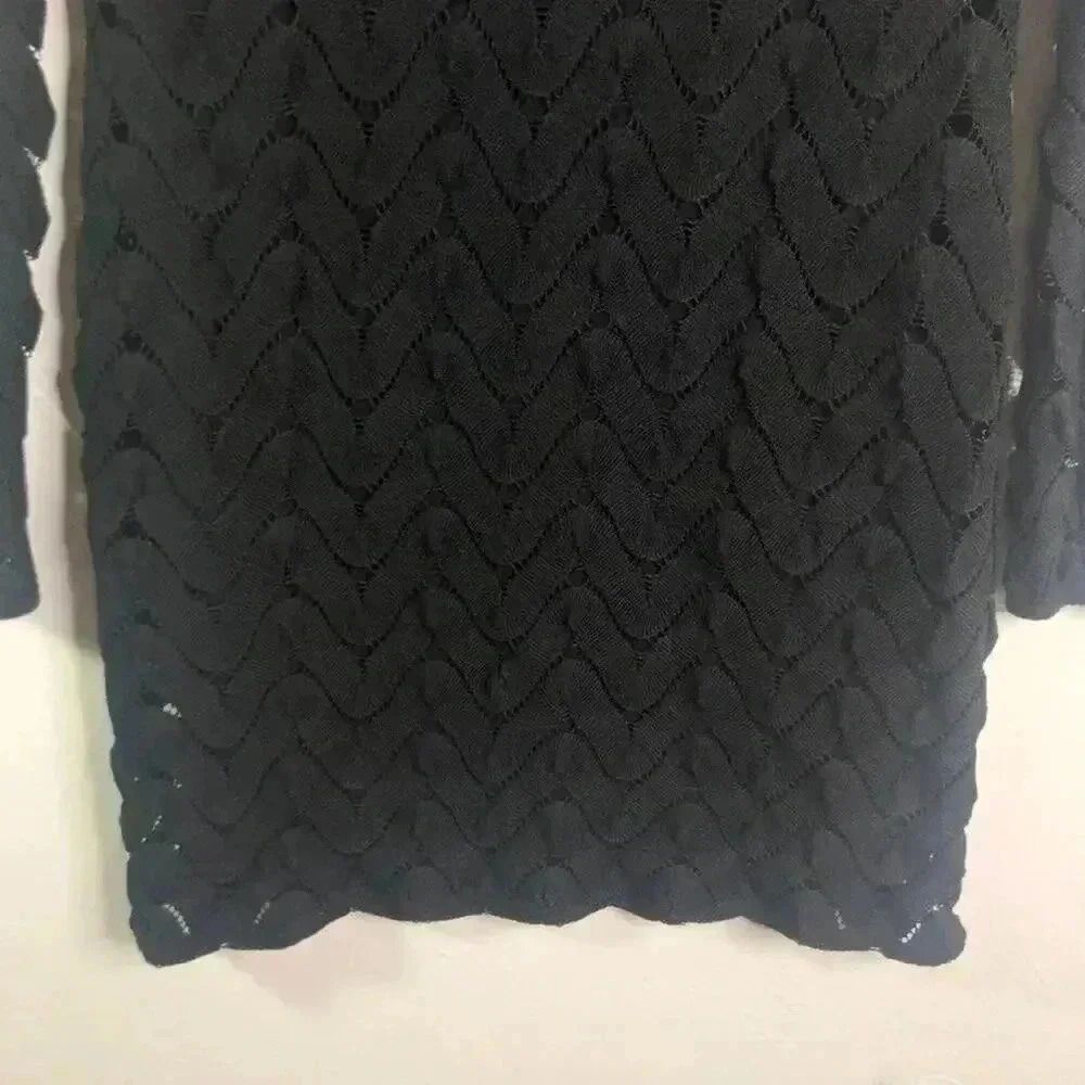 Free People Black Chevron Print Knit Bodycon Dress LBD Mini Dress Size S - Picture 3 of 7